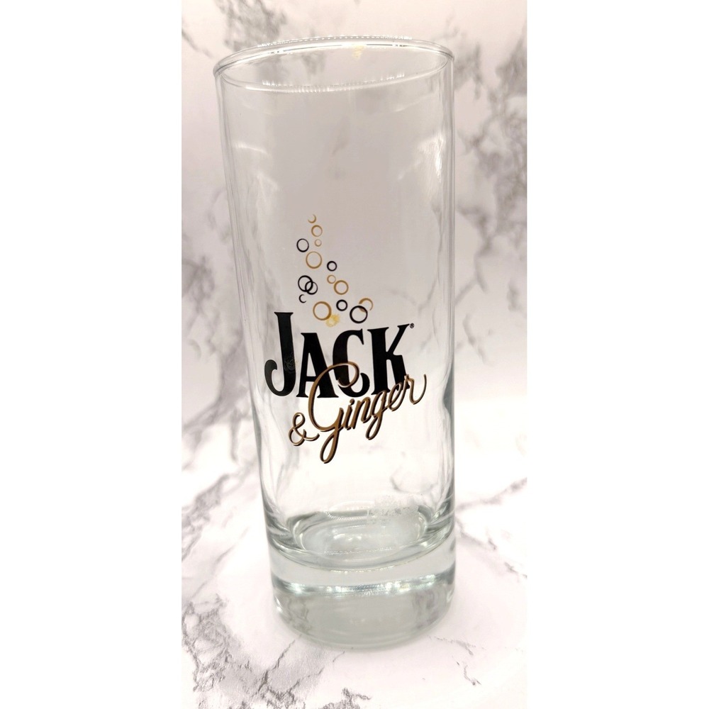 Jack & Ginger Highball Glass Advertising Barware 6.25" Clear Cocktail Glass